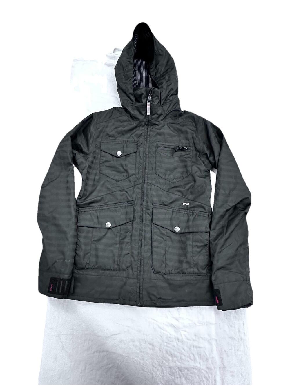 Foursquare Ski Jacket Womens Sm Black Snowboard Coat Pass Lanyard- Discontinued